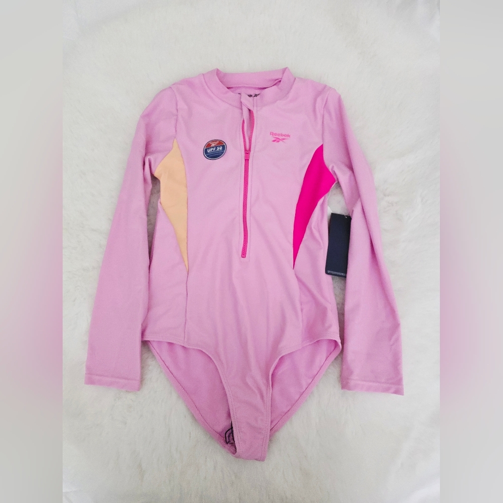 Reebok🌸 Girls One Piece Girls One Piece Long Sleeve Swimsuit Size XL(12)